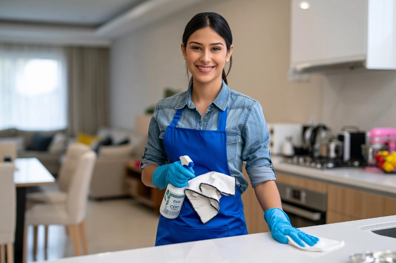Equipo profesional de limpieza de casas