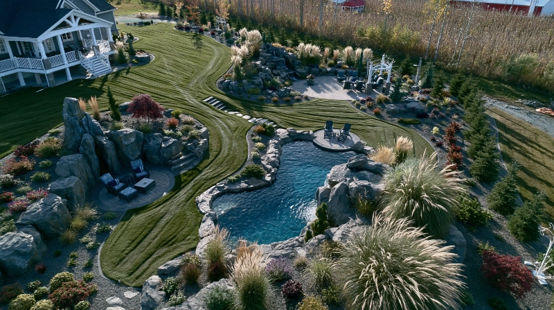 Landscaper tending a yard