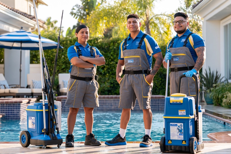 Professional pool service crew